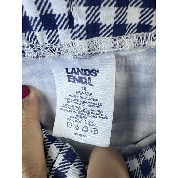 Lands End 1X Pajama Set Womens XL Long Sleeve Pullover Elastic Blue check 16 18w - Picture 8 of 13